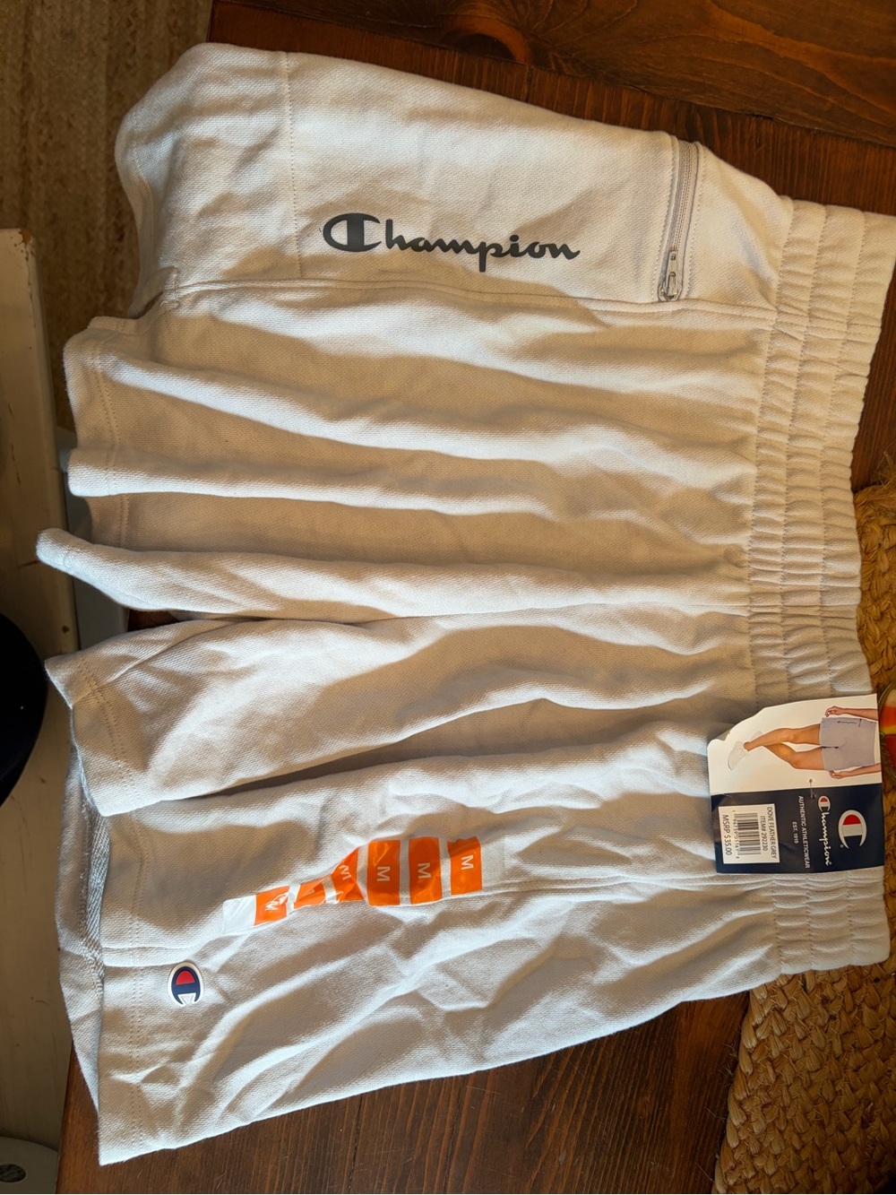 Women’s Champion White Athletic Shorts with Logo